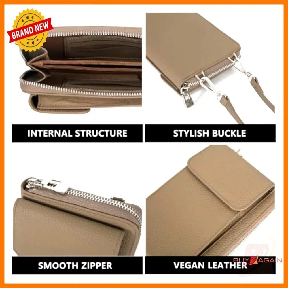 Genuine Leather Crossbody Phone Purse Wallet Adjustable Strap Fits 6.1 Inch